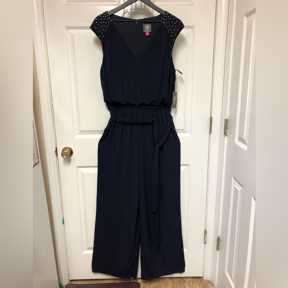 Vince Camuto Sleeveless Wide Leg Embellished Pantsuit